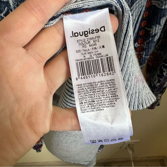 ✨ Desigual Women’s Blue Santorini Cactus Print Cardigan Sweater - Picture 11 of 16